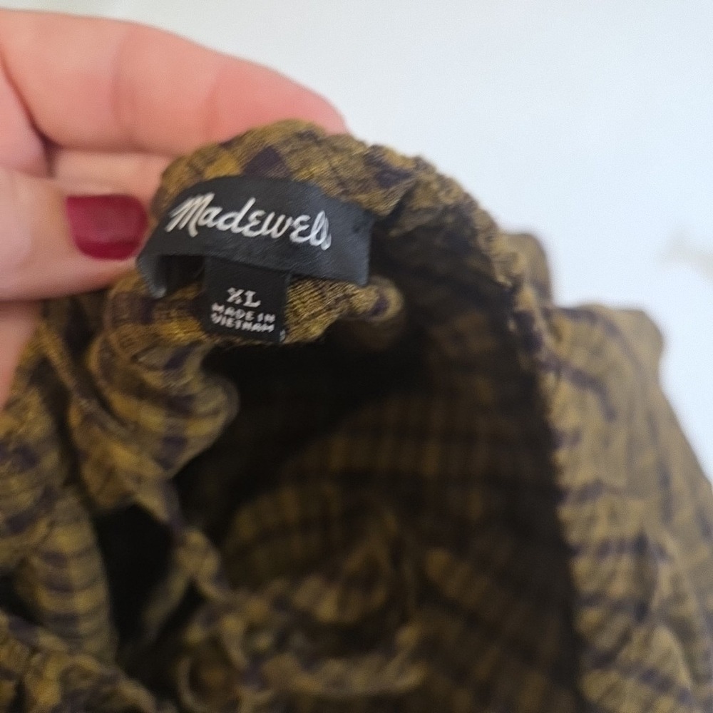 Madewell Gingham Squareneck Puff Sleeve Top Size 6 MC765 - Picture 11 of 12